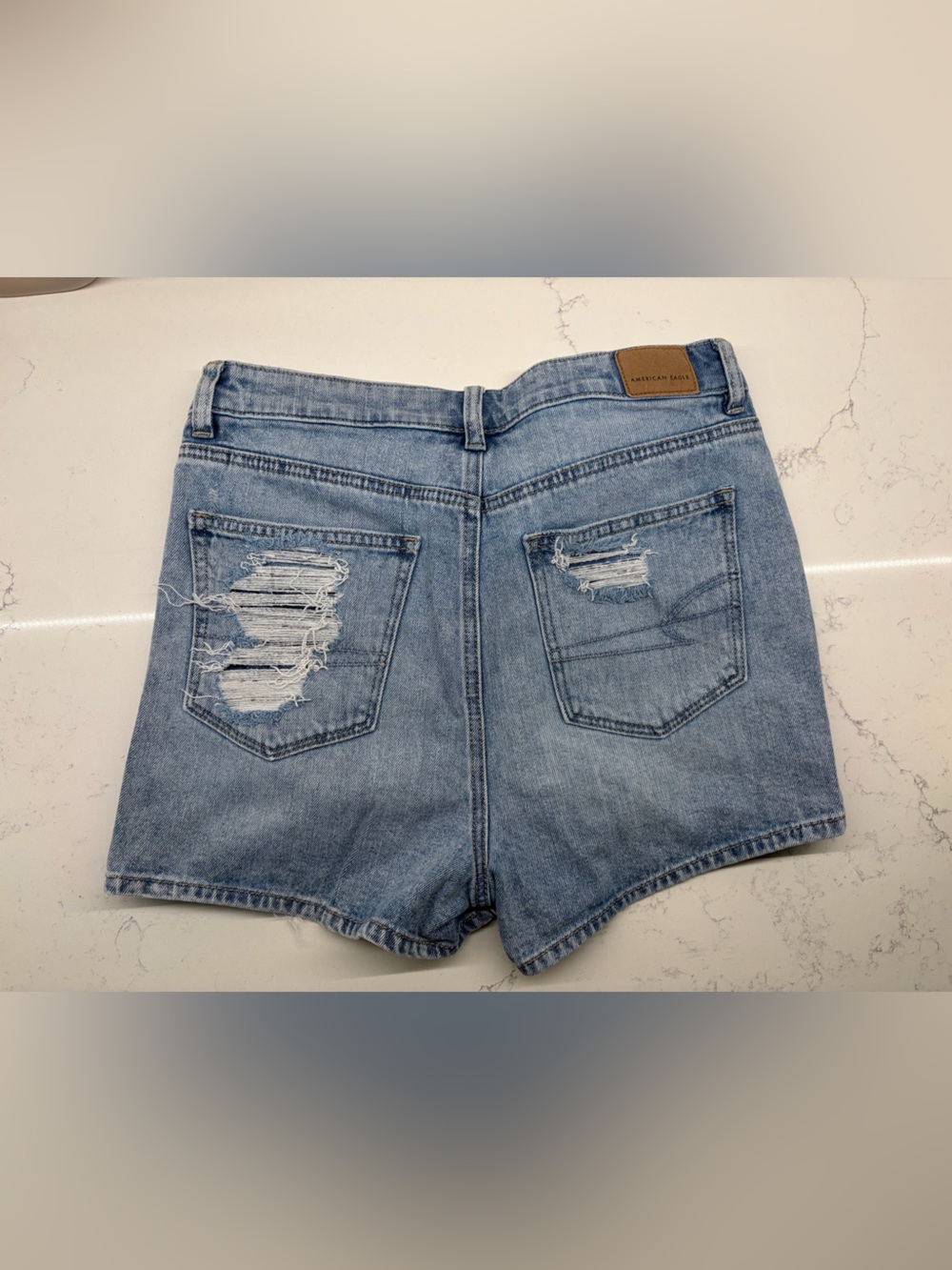 American Eagle Outfitters Women's Light Blue Distressed Denim Shorts - Picture 12 of 12